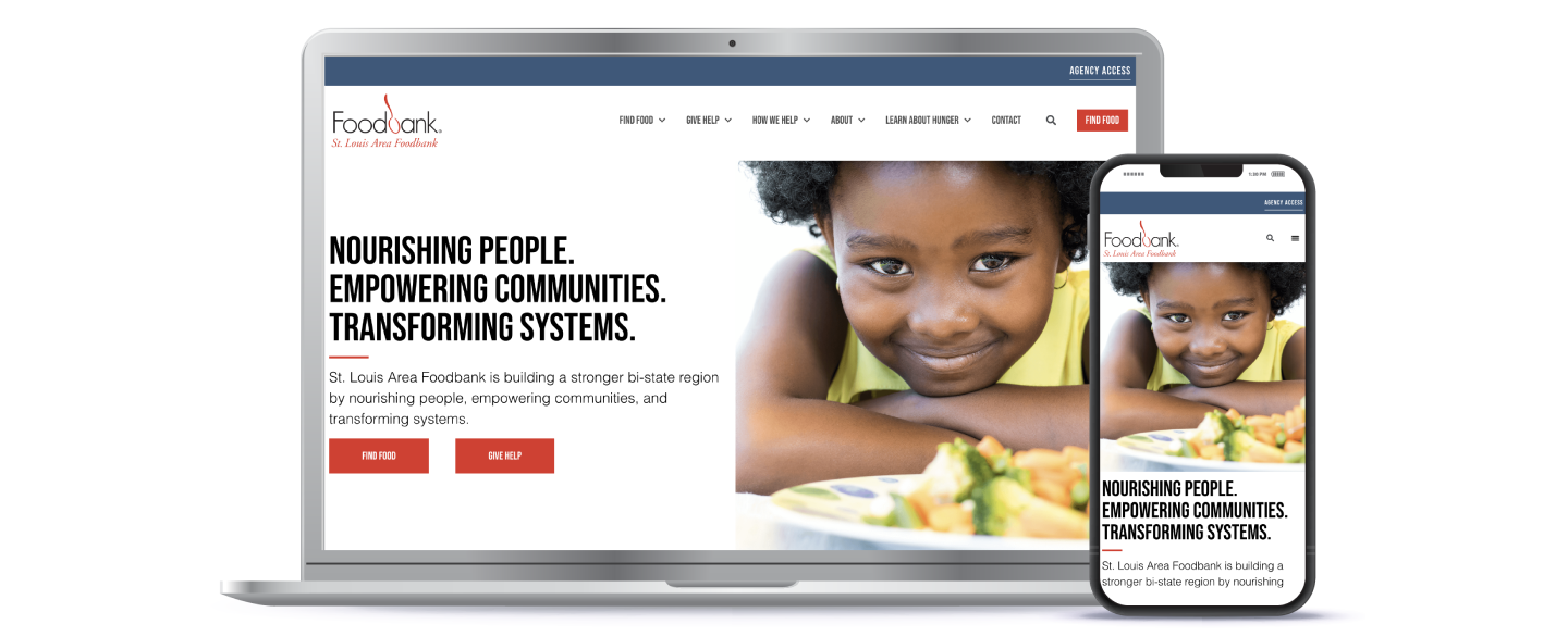 mockup of saint louis area foodbank website on desktop and mobile devices